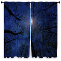 Horror Forest With Moon At Night Window Curtains 133640480