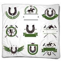 Horse And Polo Set. Vector Blankets 66087161