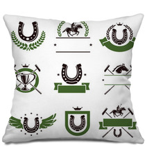 Horse And Polo Set. Vector Pillows 66087161