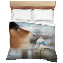 Horse And Toy Horse In Winter, Kiss. Bedding 53317520