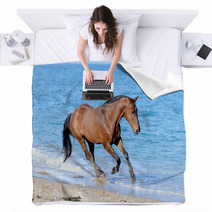 Horse In The Water Blankets 52069302