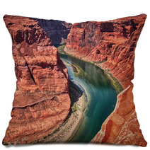 Horseshoe Bend, Arizona. Wonderful Aerial View In Summer Season Pillows 55353160