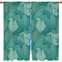 Hosta Leaf Pattern_Blue Window Curtains 24877534
