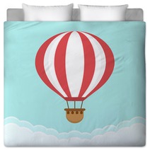 Hot Air Balloon In The Sky With Clouds Flat Cartoon Design Bedding 144990800