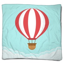 Hot Air Balloon In The Sky With Clouds Flat Cartoon Design Blankets 144990800
