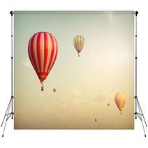 Hot Air Balloon On Sun Sky With Cloud Vintage And Retro Filter Effect Style Backdrops 103582304