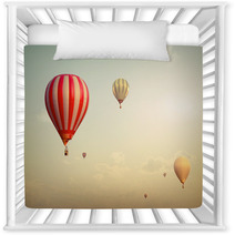 Hot Air Balloon On Sun Sky With Cloud Vintage And Retro Filter Effect Style Nursery Decor 103582304