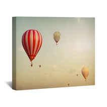 Hot Air Balloon On Sun Sky With Cloud Vintage And Retro Filter Effect Style Wall Art 103582304