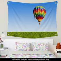 Hot Air Balloon Over Blue Sky Wall Art 34532887