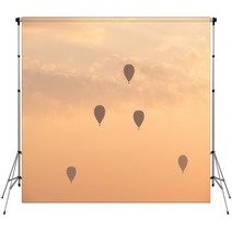 Hot Air Balloon With Dramatic Sky In Morning Backdrops 162462553