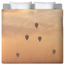 Hot Air Balloon With Dramatic Sky In Morning Bedding 162462553