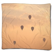 Hot Air Balloon With Dramatic Sky In Morning Blankets 162462553