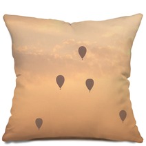 Hot Air Balloon With Dramatic Sky In Morning Pillows 162462553