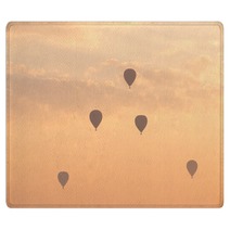 Hot Air Balloon With Dramatic Sky In Morning Rugs 162462553