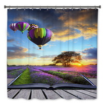 Hot Air Balloons Lavender Landscape Magic Book Pages Bath Decor 36606858