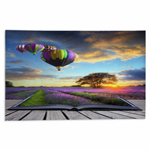 Hot Air Balloons Lavender Landscape Magic Book Pages Rugs 36606858