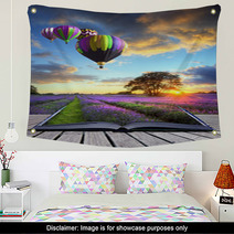 Hot Air Balloons Lavender Landscape Magic Book Pages Wall Art 36606858