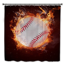 Hot Baseball Ball In Fires Flame Bath Decor 51435411