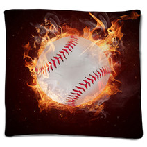 Hot Baseball Ball In Fires Flame Blankets 51435411