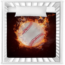 Hot Baseball Ball In Fires Flame Nursery Decor 51435411