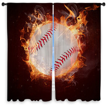 Hot Baseball Ball In Fires Flame Window Curtains 51435411