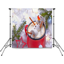 Hot Chocolate With Melted Snowman Backdrops 96007198