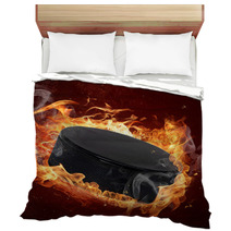 Hot Hockey Puck In Fires Flame Bedding 51436323
