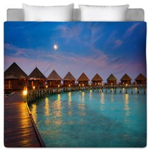 Houses On Piles On Water At Night In  Fool Moon Light Bedding 56091032