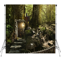 Housing Dwarves And Elves In A Magical Forest Backdrops 100628147