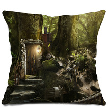 Housing Dwarves And Elves In A Magical Forest Pillows 100628147