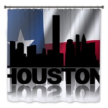 Houston Skyline Text Reflected Texan Flag Illustration Bath Decor 57719911