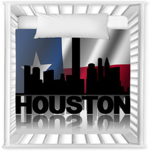 Houston Skyline Text Reflected Texan Flag Illustration Nursery Decor 57719911