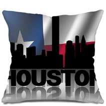 Houston Skyline Text Reflected Texan Flag Illustration Pillows 57719911