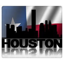 Houston Skyline Text Reflected Texan Flag Illustration Rugs 57719911