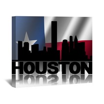 Houston Skyline Text Reflected Texan Flag Illustration Wall Art 57719911
