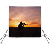 Hunter Shooting At Sunset Backdrops 59863979
