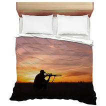 Hunter Shooting At Sunset Bedding 59863979
