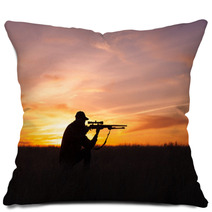 Hunter Shooting At Sunset Pillows 59863979