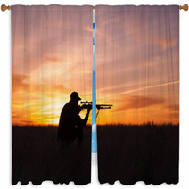 Hunter Shooting At Sunset Window Curtains 59863979
