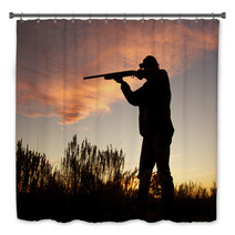 Hunter Silhouetted Shooting At Sunset Bath Decor 59928266