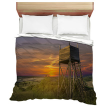 Hunters Lookout Tower On The Field At Sunset Bedding 66241624