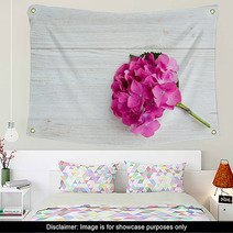 Hydrangea Flower On Wooden Surface Wall Art 68087535