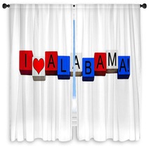 I Love Alabama Sign For America Us States Travel Isolated Window Curtains 117909946