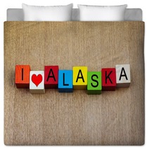 I Love Alaska Sign Series For Travel Destinations And Holiday Bedding 58385356