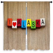 I Love Alaska Sign Series For Travel Destinations And Holiday Window Curtains 58385356