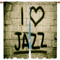 I Love Jazz Concept Window Curtains 68718625