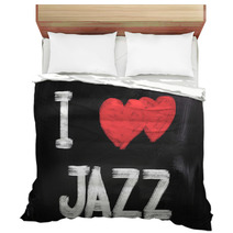 I Love Jazz On Chalkboard Bedding 59148072