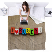 I Love Rugby - Sign Blankets 57053716