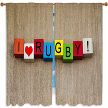 I Love Rugby - Sign Window Curtains 57053716