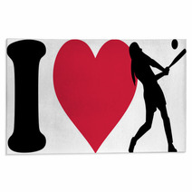 I Love Softball Player Rugs 131235327